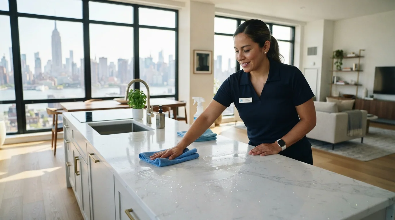 Cleaning specialist at work in a Victorian house in Ditmas Park, Brooklyn